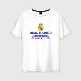 Женская футболка хлопок Oversize с принтом Real Madrid - Classic 1902 в Тюмени, 100% хлопок | свободный крой, круглый ворот, спущенный рукав, длина до линии бедер
 | real | real madrid | мадрид | реал | футбол