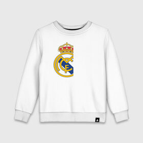 Детский свитшот хлопок с принтом Real Madrid - RM/CF (Classic) в Тюмени, 100% хлопок | круглый вырез горловины, эластичные манжеты, пояс и воротник | cf | real | real madrid | rn | мадрид | реал | футбол