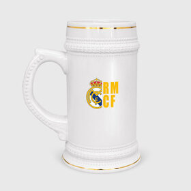 Кружка пивная с принтом Real Madrid - RM/CF в Тюмени,  керамика (Материал выдерживает высокую температуру, стоит избегать резкого перепада температур) |  объем 630 мл | 