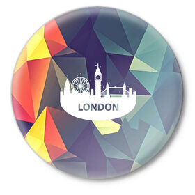 Значок с принтом Лондон в Тюмени,  металл | круглая форма, металлическая застежка в виде булавки | london
