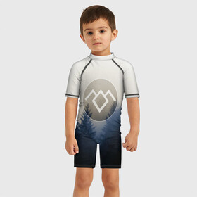 Детский купальный костюм 3D с принтом Twin Peaks в Тюмени, Полиэстер 85%, Спандекс 15% | застежка на молнии на спине | twin peaks | лес | лора палмер | ночь | огонь | сова | сосны | твин пикс