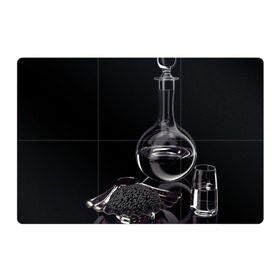 Магнитный плакат 3Х2 с принтом Водка и черная икра в Тюмени, Полимерный материал с магнитным слоем | 6 деталей размером 9*9 см | Тематика изображения на принте: графин | еда | жидкость | закуска | темный | черный