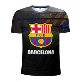 Мужская футболка 3D спортивная с принтом Барселона в Тюмени, 100% полиэстер с улучшенными характеристиками | приталенный силуэт, круглая горловина, широкие плечи, сужается к линии бедра | барселона