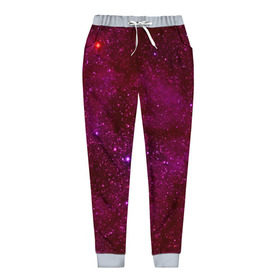 Женские брюки 3D с принтом Розовые звёзды в Тюмени, полиэстер 100% | прямой крой, два кармана без застежек по бокам, с мягкой трикотажной резинкой на поясе и по низу штанин. В поясе для дополнительного комфорта — широкие завязки | nebula | звезды | созвездие | туманность