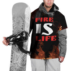 Накидка на куртку 3D с принтом Fire is life (Огонь это жизнь) в Тюмени, 100% полиэстер |  | Тематика изображения на принте: fire | is | life | алфавит | английский | большие | буквы | горит | жар | клевая | надпись | огонь | огонь это жизнь | пламя | пожар | полымя | прикольная | пыл | свет | слово | цитата