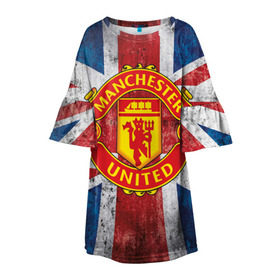Детское платье 3D с принтом Manchester United №1! в Тюмени, 100% полиэстер | прямой силуэт, чуть расширенный к низу. Круглая горловина, на рукавах — воланы | Тематика изображения на принте: manchester united | манчестер | юнайтед