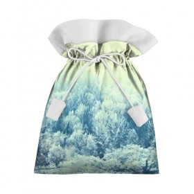 Подарочный 3D мешок с принтом Снежный лес в Тюмени, 100% полиэстер | Размер: 29*39 см | Тематика изображения на принте: деревья | зима | лес | природа