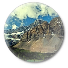 Значок с принтом Высокие горы в Тюмени,  металл | круглая форма, металлическая застежка в виде булавки | пейзаж
