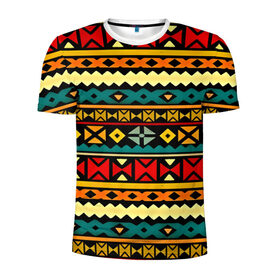 Мужская футболка 3D спортивная с принтом Арабский орнамент в Тюмени, 100% полиэстер с улучшенными характеристиками | приталенный силуэт, круглая горловина, широкие плечи, сужается к линии бедра | полосы | этника | этнические | яркий
