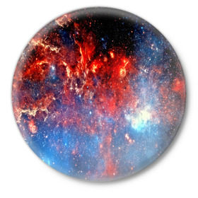 Значок с принтом Млечный путь в Тюмени,  металл | круглая форма, металлическая застежка в виде булавки | Тематика изображения на принте: nebula | звезды | созвездие | туманность