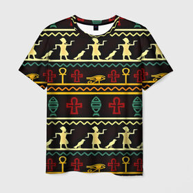 Мужская футболка 3D с принтом Египетский узор в Тюмени, 100% полиэфир | прямой крой, круглый вырез горловины, длина до линии бедер | народ | народные | узор | этника | этнические