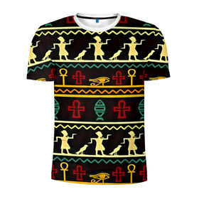 Мужская футболка 3D спортивная с принтом Египетский узор в Тюмени, 100% полиэстер с улучшенными характеристиками | приталенный силуэт, круглая горловина, широкие плечи, сужается к линии бедра | народ | народные | узор | этника | этнические