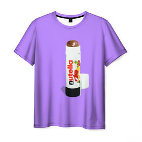 Мужская футболка 3D с принтом Нутелла в Тюмени, 100% полиэфир | прямой крой, круглый вырез горловины, длина до линии бедер | Тематика изображения на принте: nutella | нутелла | ореховая паста | помада | сладости | шоколадная паста
