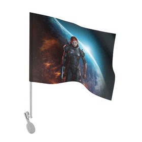 Флаг для автомобиля с принтом Mass Effect в Тюмени, 100% полиэстер | Размер: 30*21 см | n7 | shepard | галактика | жнец | космос | масс | нормандия | планета | шепард | эффект