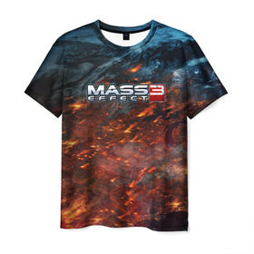 Мужская футболка 3D с принтом Mass Effect в Тюмени, 100% полиэфир | прямой крой, круглый вырез горловины, длина до линии бедер | Тематика изображения на принте: n7 | shepard | галактика | жнец | космос | масс | нормандия | планета | шепард | эффект