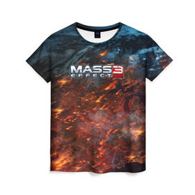 Женская футболка 3D с принтом Mass Effect в Тюмени, 100% полиэфир ( синтетическое хлопкоподобное полотно) | прямой крой, круглый вырез горловины, длина до линии бедер | n7 | shepard | галактика | жнец | космос | масс | нормандия | планета | шепард | эффект