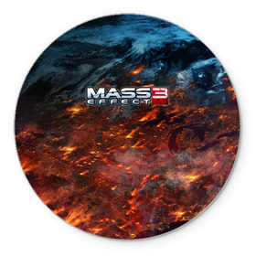 Коврик круглый с принтом Mass Effect в Тюмени, резина и полиэстер | круглая форма, изображение наносится на всю лицевую часть | Тематика изображения на принте: n7 | shepard | галактика | жнец | космос | масс | нормандия | планета | шепард | эффект