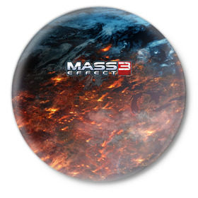 Значок с принтом Mass Effect в Тюмени,  металл | круглая форма, металлическая застежка в виде булавки | n7 | shepard | галактика | жнец | космос | масс | нормандия | планета | шепард | эффект