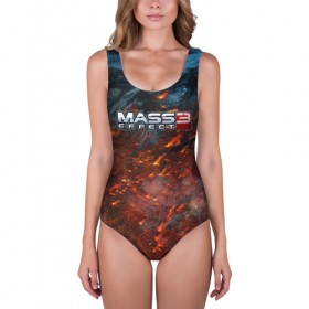 Купальник-боди 3D с принтом Mass Effect в Тюмени, 82% полиэстер, 18% эластан | Круглая горловина, круглый вырез на спине | n7 | shepard | галактика | жнец | космос | масс | нормандия | планета | шепард | эффект