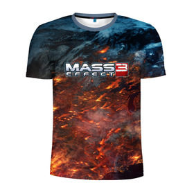 Мужская футболка 3D спортивная с принтом Mass Effect в Тюмени, 100% полиэстер с улучшенными характеристиками | приталенный силуэт, круглая горловина, широкие плечи, сужается к линии бедра | n7 | shepard | галактика | жнец | космос | масс | нормандия | планета | шепард | эффект