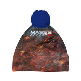 Шапка 3D c помпоном с принтом Mass Effect в Тюмени, 100% полиэстер | универсальный размер, печать по всей поверхности изделия | n7 | shepard | галактика | жнец | космос | масс | нормандия | планета | шепард | эффект
