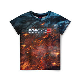 Детская футболка 3D с принтом Mass Effect в Тюмени, 100% гипоаллергенный полиэфир | прямой крой, круглый вырез горловины, длина до линии бедер, чуть спущенное плечо, ткань немного тянется | n7 | shepard | галактика | жнец | космос | масс | нормандия | планета | шепард | эффект