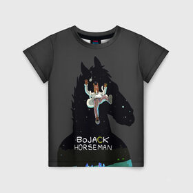 Детская футболка 3D с принтом Конь БоДжек в Тюмени, 100% гипоаллергенный полиэфир | прямой крой, круглый вырез горловины, длина до линии бедер, чуть спущенное плечо, ткань немного тянется | Тематика изображения на принте: bojack horseman | конь бо джек | конь боджек