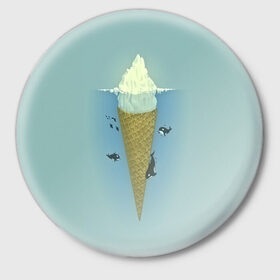 Значок с принтом Мороженко в Тюмени,  металл | круглая форма, металлическая застежка в виде булавки | Тематика изображения на принте: 