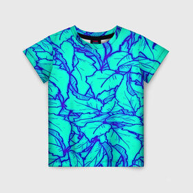 Детская футболка 3D с принтом Фрактальные лепестки в Тюмени, 100% гипоаллергенный полиэфир | прямой крой, круглый вырез горловины, длина до линии бедер, чуть спущенное плечо, ткань немного тянется | листья | паттерн | синий