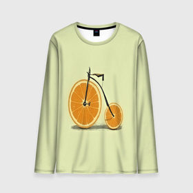 Мужской лонгслив 3D с принтом Апельсиновый велосипед в Тюмени, 100% полиэстер | длинные рукава, круглый вырез горловины, полуприлегающий силуэт | 