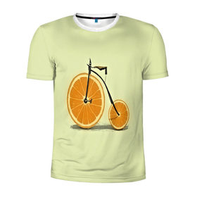 Мужская футболка 3D спортивная с принтом Апельсиновый велосипед в Тюмени, 100% полиэстер с улучшенными характеристиками | приталенный силуэт, круглая горловина, широкие плечи, сужается к линии бедра | Тематика изображения на принте: 