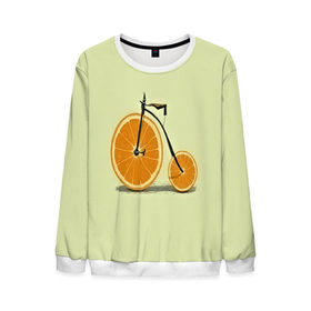 Мужской свитшот 3D с принтом Апельсиновый велосипед в Тюмени, 100% полиэстер с мягким внутренним слоем | круглый вырез горловины, мягкая резинка на манжетах и поясе, свободная посадка по фигуре | Тематика изображения на принте: 