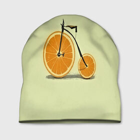 Шапка 3D с принтом Апельсиновый велосипед в Тюмени, 100% полиэстер | универсальный размер, печать по всей поверхности изделия | Тематика изображения на принте: 