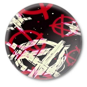 Значок с принтом Anarchy в Тюмени,  металл | круглая форма, металлическая застежка в виде булавки | Тематика изображения на принте: анархия | паттерн