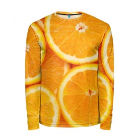 Мужской лонгслив 3D с принтом Апельсинка в Тюмени, 100% полиэстер | длинные рукава, круглый вырез горловины, полуприлегающий силуэт | апельсин | свежесть | фрукт