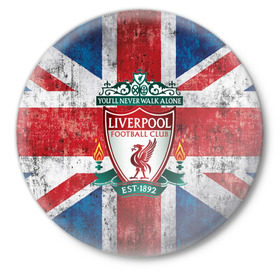 Значок с принтом Ливерпуль ФК в Тюмени,  металл | круглая форма, металлическая застежка в виде булавки | apl | est | fc | footbal club | liverpool | англия | апл | британия | игра | ливерпуль | лондон | футбол | футбольный клуб