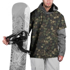 Накидка на куртку 3D с принтом Камуфляж с миплами в Тюмени, 100% полиэстер |  | meeple | милитари | настолки | настольщик | хаки