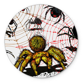 Коврик круглый с принтом Тарантул в Тюмени, резина и полиэстер | круглая форма, изображение наносится на всю лицевую часть | spider | паук | паутина | тарантул