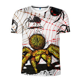 Мужская футболка 3D спортивная с принтом Тарантул в Тюмени, 100% полиэстер с улучшенными характеристиками | приталенный силуэт, круглая горловина, широкие плечи, сужается к линии бедра | spider | паук | паутина | тарантул