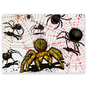 Поздравительная открытка с принтом Тарантул в Тюмени, 100% бумага | плотность бумаги 280 г/м2, матовая, на обратной стороне линовка и место для марки
 | spider | паук | паутина | тарантул