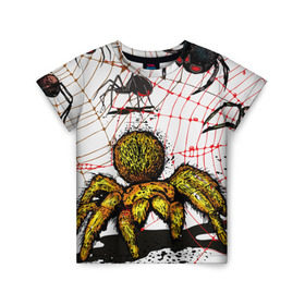 Детская футболка 3D с принтом Тарантул в Тюмени, 100% гипоаллергенный полиэфир | прямой крой, круглый вырез горловины, длина до линии бедер, чуть спущенное плечо, ткань немного тянется | Тематика изображения на принте: spider | паук | паутина | тарантул
