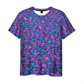 Мужская футболка 3D с принтом Загадочные совы в Тюмени, 100% полиэфир | прямой крой, круглый вырез горловины, длина до линии бедер | птица | птицы | синий | сиреневый | сова | толпа | филин | фиолетовый