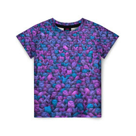 Детская футболка 3D с принтом Загадочные совы в Тюмени, 100% гипоаллергенный полиэфир | прямой крой, круглый вырез горловины, длина до линии бедер, чуть спущенное плечо, ткань немного тянется | птица | птицы | синий | сиреневый | сова | толпа | филин | фиолетовый