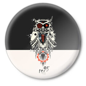 Значок с принтом Owl в Тюмени,  металл | круглая форма, металлическая застежка в виде булавки | three days grace