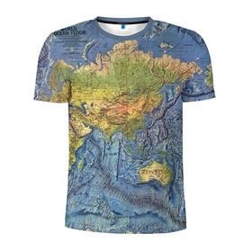 Мужская футболка 3D спортивная с принтом Карта в Тюмени, 100% полиэстер с улучшенными характеристиками | приталенный силуэт, круглая горловина, широкие плечи, сужается к линии бедра | география | земля | мир