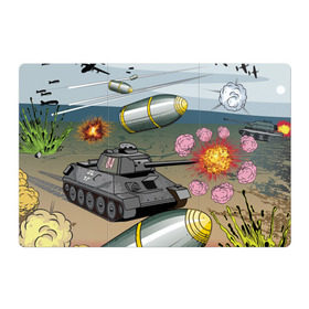 Магнитный плакат 3Х2 с принтом Танк в Тюмени, Полимерный материал с магнитным слоем | 6 деталей размером 9*9 см | взрыв | снаряды | танк
