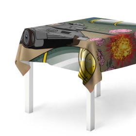Скатерть 3D с принтом Танк в Тюмени, 100% полиэстер (ткань не мнется и не растягивается) | Размер: 150*150 см | взрыв | снаряды | танк
