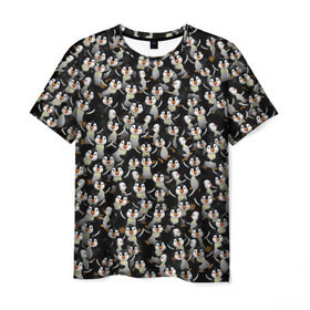Мужская футболка 3D с принтом Дурацкие пингвины в Тюмени, 100% полиэфир | прямой крой, круглый вырез горловины, длина до линии бедер | антарктида | антарктика | пингвин | полюс | полярник | птенец | птицы | толпа