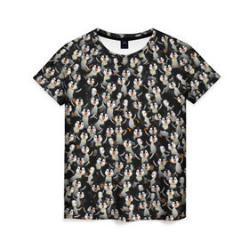 Женская футболка 3D с принтом Дурацкие пингвины в Тюмени, 100% полиэфир ( синтетическое хлопкоподобное полотно) | прямой крой, круглый вырез горловины, длина до линии бедер | антарктида | антарктика | пингвин | полюс | полярник | птенец | птицы | толпа