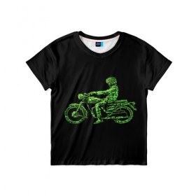 Детская футболка 3D с принтом Motorcycle в Тюмени, 100% гипоаллергенный полиэфир | прямой крой, круглый вырез горловины, длина до линии бедер, чуть спущенное плечо, ткань немного тянется | 3d | motorcycle | sport | мото | мотоспорт | мотоцикл | прикольные | спорт